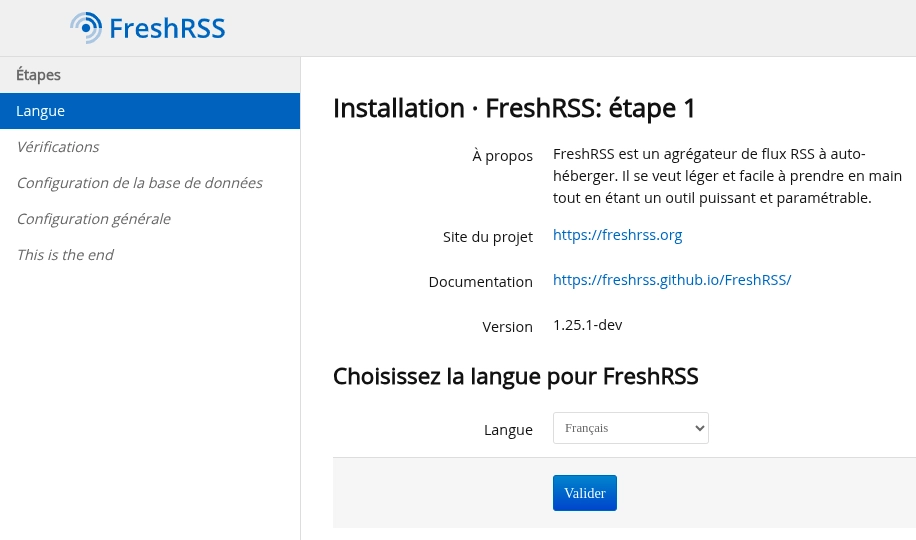 Étape 1: Choix de la langue