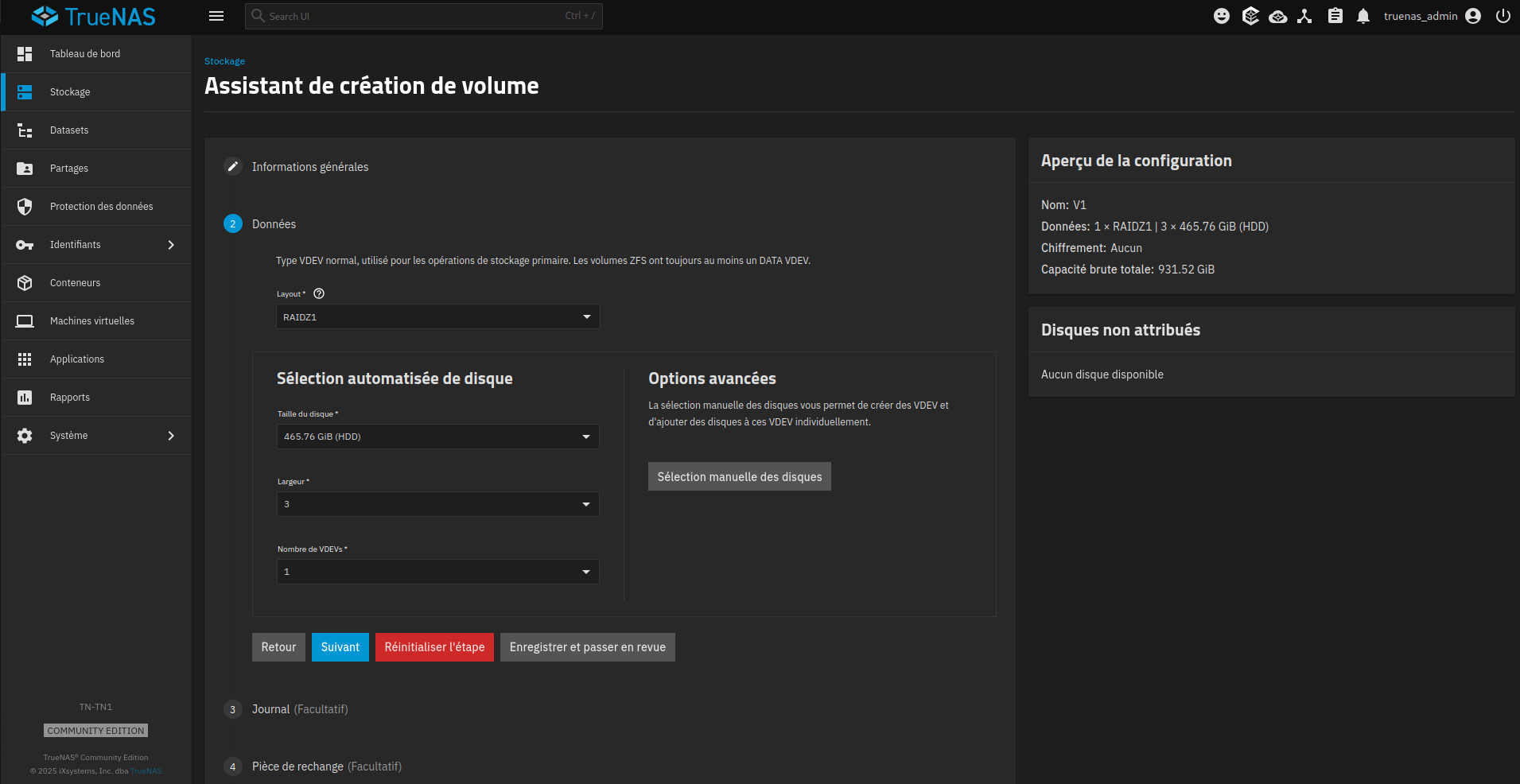 Création d’un volume de stockage
